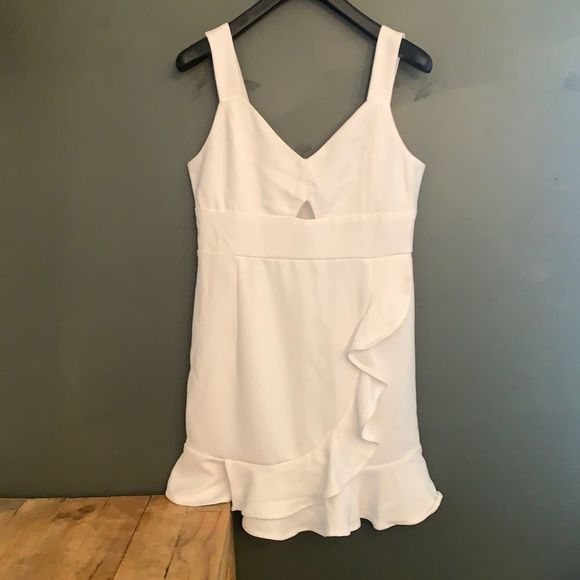 [Q & A] White Ruffle Embellished Dress - Size Medium NWT - Picture 1 of 4